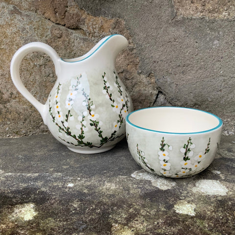 White Broom Small Ewer Jug and Bowl GBC